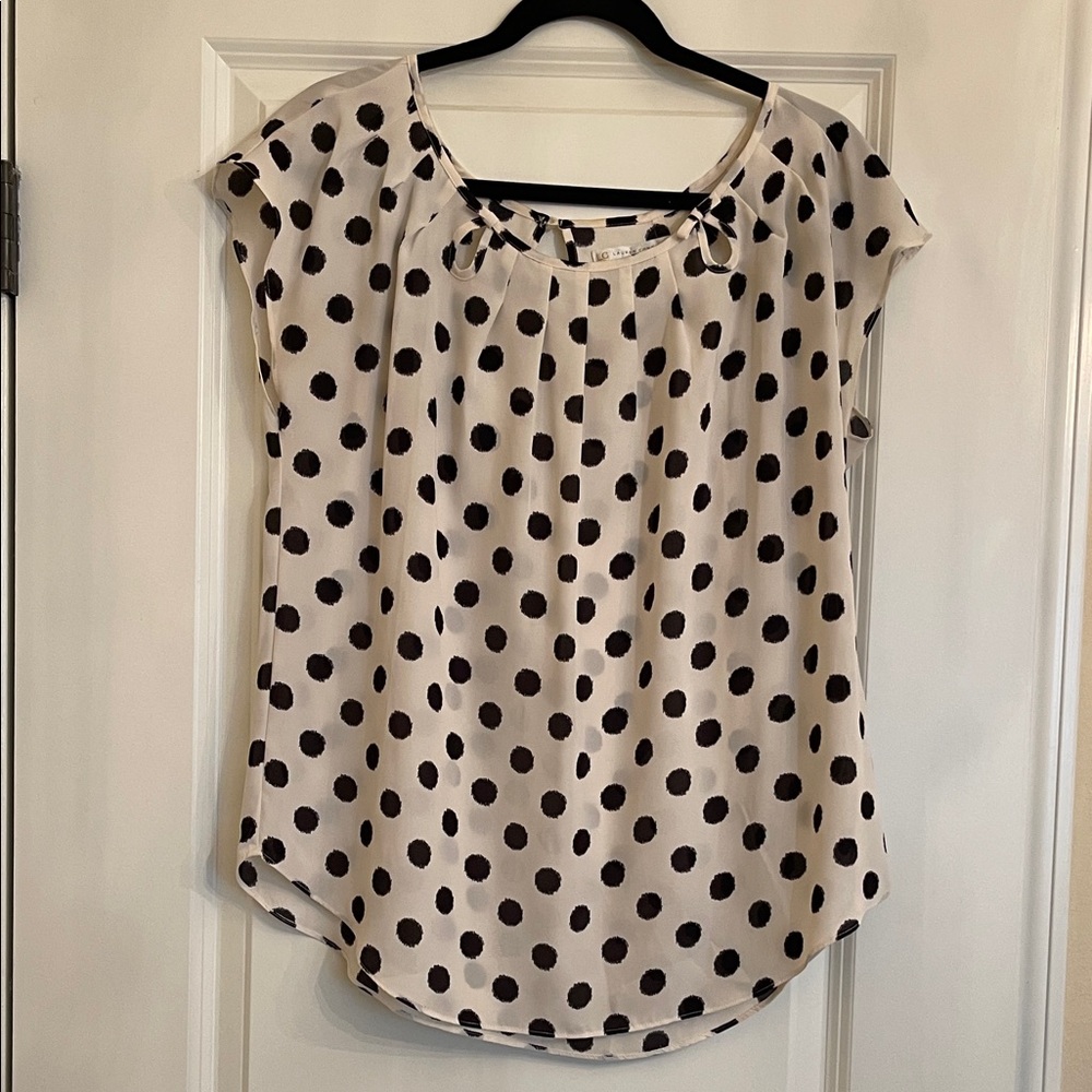 LC Lauren Conrad Black Polka Dot Blouse